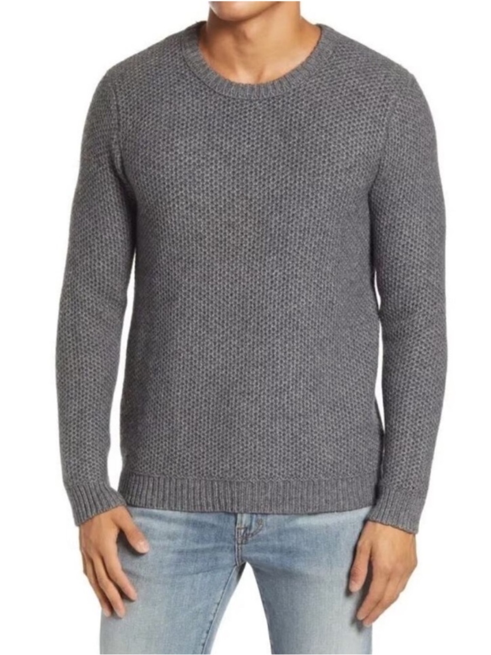 🩶Outerknown Eastbank Crew Chunky Wool/Organic Cotton Sweater in Charcoal Gray